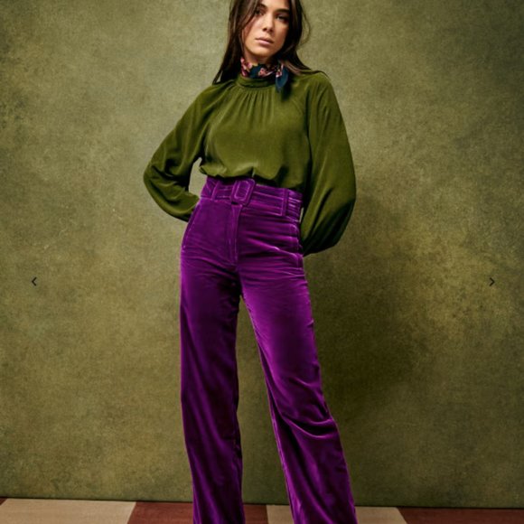Sezane Pants - Sezane Lukas Trousers in Purple Velvet Sz 38 / US 6